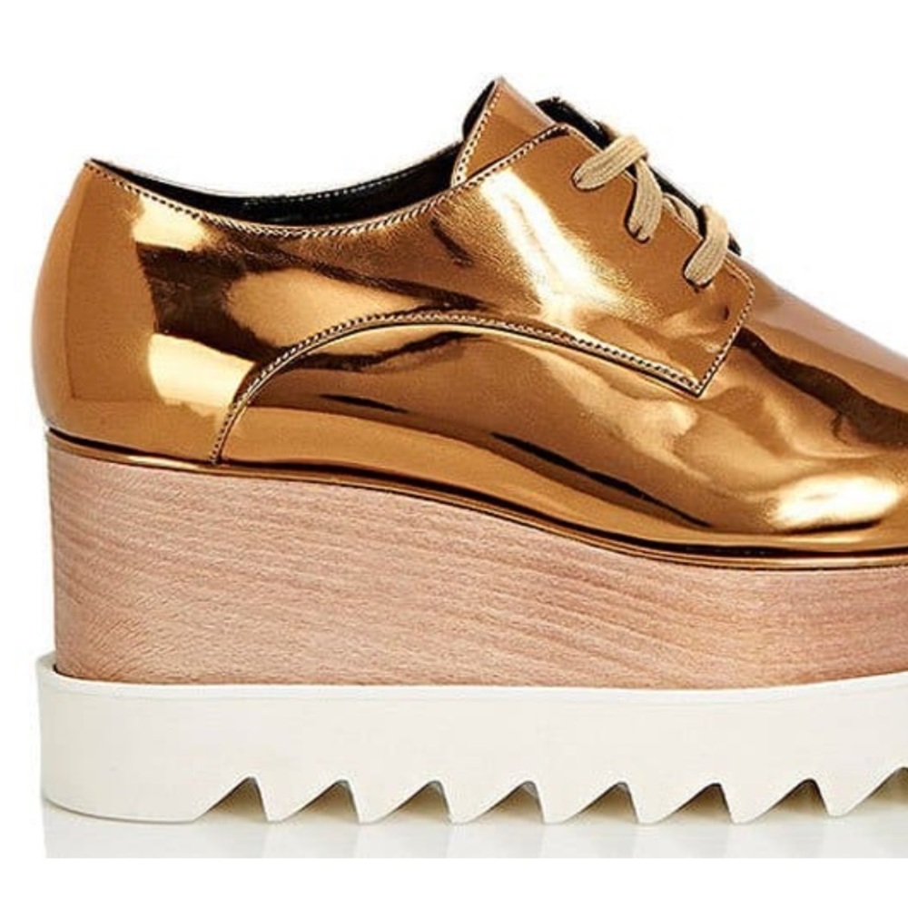 STELLA MCCARTNEY Elyse Creeper Size 11 Old Gold Bronze NEW - Picture 3 of 8